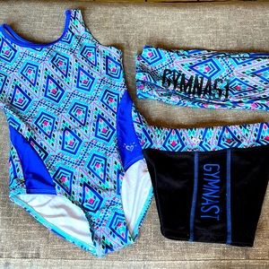 Justice Girls Gymnast Leotard Matching Shorts Leggings Shirt Outfit Gymnastics
